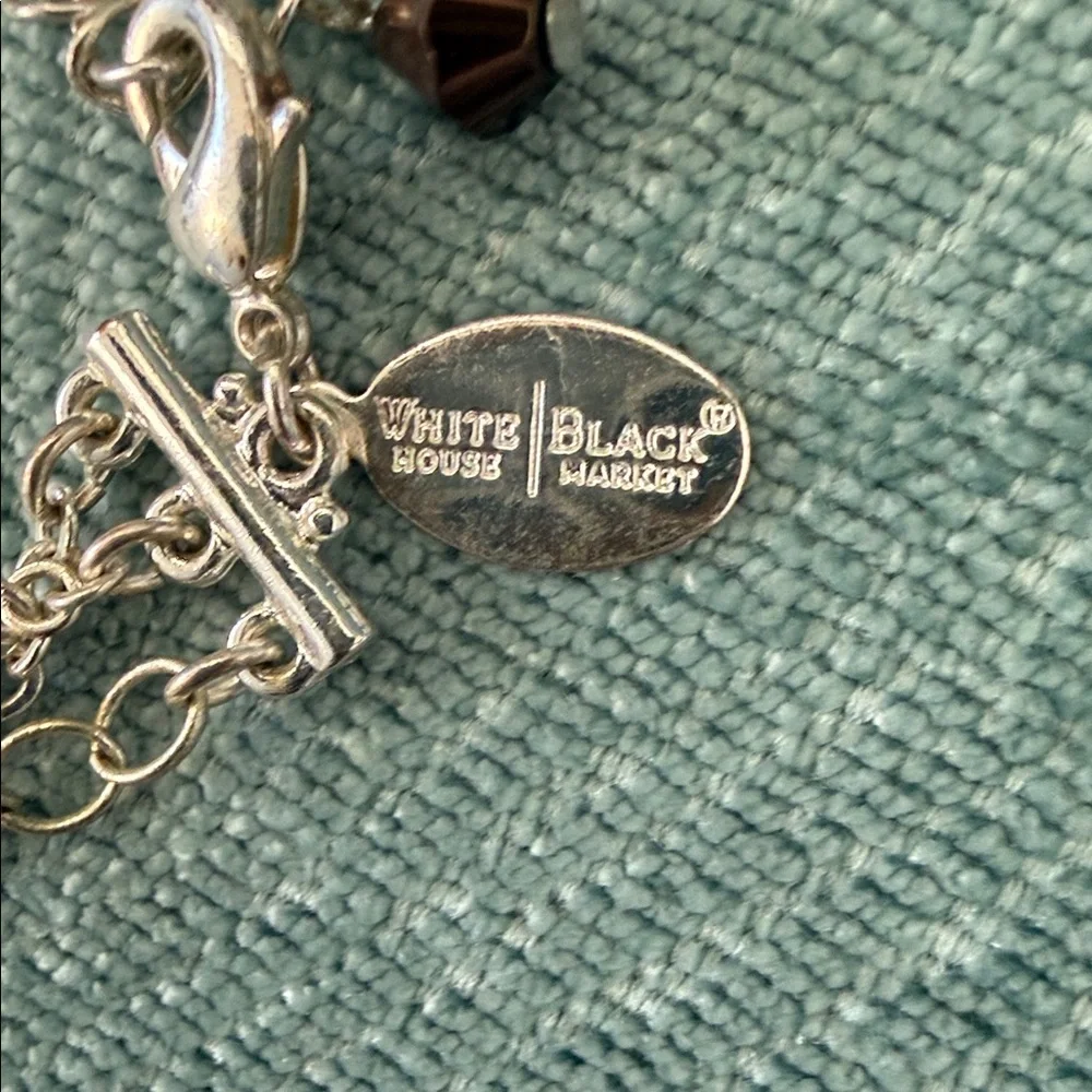 White House Black Market Silver and Brown Necklace - Picture 2 of 3